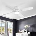 Flush Mount Ceiling Fan with Lights,52 inch Low Profile Ceiling Fan White with Memory Function,3 Color Temperature,Dimmable,Reversible DC Motor Fan for Bedroom Indoor/Outdoor Use