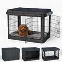 Dog Crate Cover, Fits Most 24-inch Dog Crates, Heavy Duty 1680D Waterproof Oxford Kennel Cover with Detachable Top & Breathable Mesh for Small Dogs, Universal Fit for Wire Crates (Black, Cover Only)