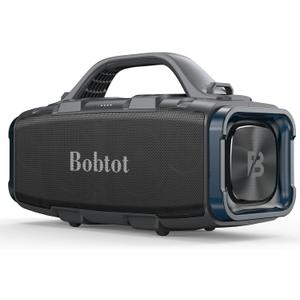 Bobtot Portable Bluetooth Speaker, 60W Peak Boombox IPX6 Waterproof, Outdoor Speaker with Handle Stereo Loud Sound, Deep Bass, 8800mAh Battery, TWS/TF/AUX/EQ Outdoor for Party Beach Camping