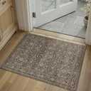 HUGEAR 2x3 Small Rug Washable Area Rug Brown Entryway Rugs Entrance Door Mat Indoor Retro Rugs Thin Low Pile Carpet Lightweight Throw Rug Kitchen Bedroom Bathroom Office Non Slip