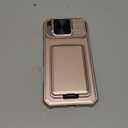 SSLOTSCASE for iPhone 16 Pro Max Case with 2X Screen Protector, Sliding Lens Cover & Kickstand & Credit Card Holder, Military-Grade Protection Rugged Phone Cover for iPhone 16 Pro Max, Rose Gold