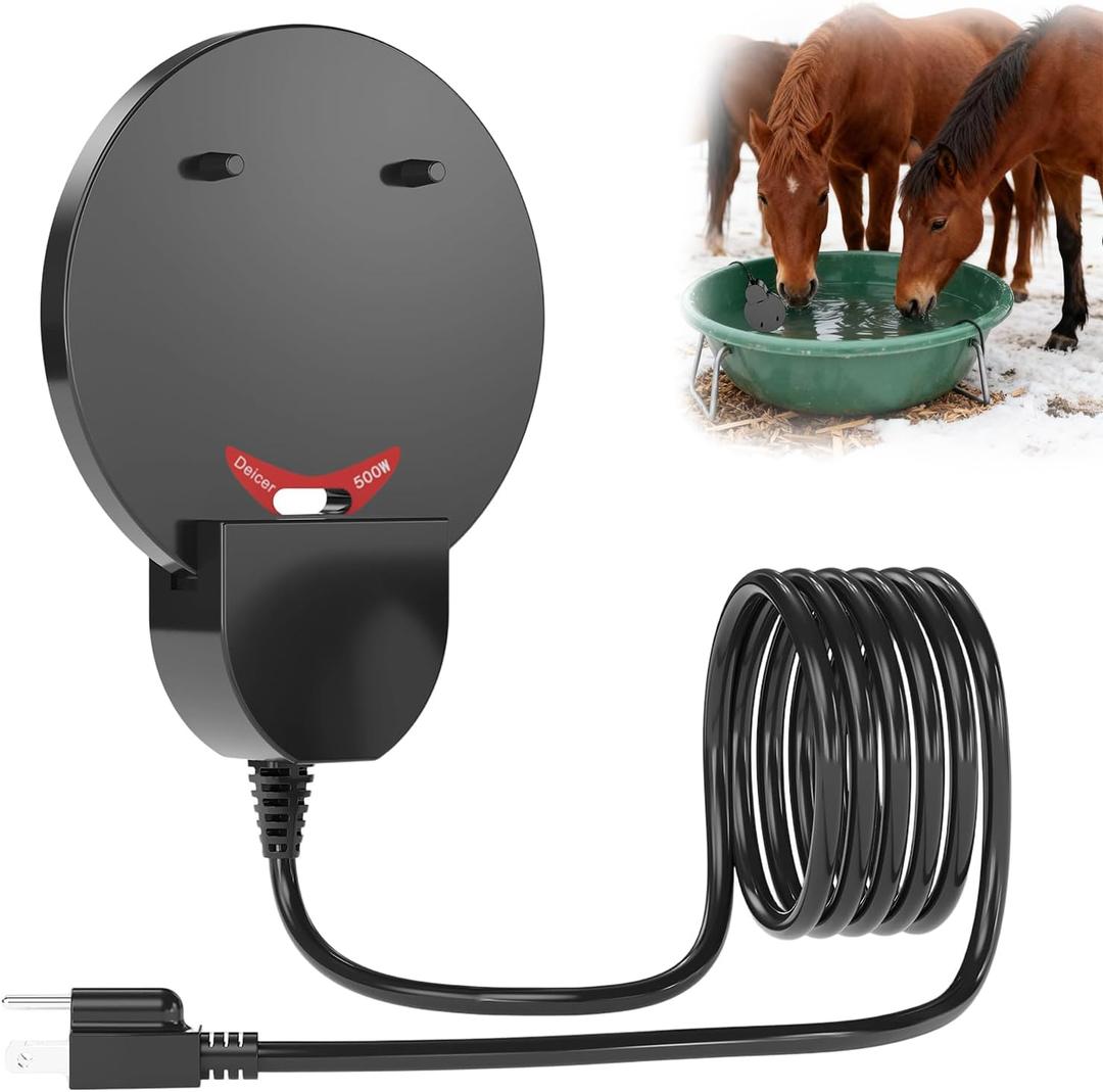 500W Submergible Cast Aluminum De-Icer - Farm Utility Heater for Livestock, Poultry, Horses, Cows, Birds, Wildlife - Bird Bath Water Heater, Indoor/Outdoor Winter Use, 3M Cable (Rdkecho-02)