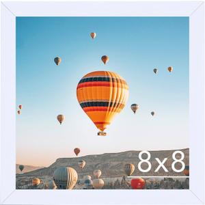 8x8 Picture Frame White for Wall Hanging or Tabletop, Wall Mounting Horizontally or Vertically, 8 x 8 Square Wall Gallery Poster Photo Frame with Durable Shatter Resistant Plexiglass,White