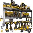 Power Tool Organizer for Tool Storage, Drill Holder Wall Mount with Charging Station, Tool Holder and Storage Rack for Garage Organization, Heavy Duty Metal Tool Shelf with Battery Holder (3 shelves 7 slots)