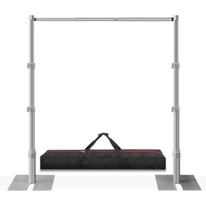 Jiang&Rong 10ft x 10ft Adjustable Backdrop Stand Kit - Heavy Duty Pipe and Drape Stand for Wedding, Birthday Party, Banquet Decorations (Silver)