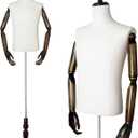 Male Mannequin Torso Dress Form Mannequin Body with Wooden Arms 61"~78" Height Adjustable Body with Wooden Stand for Clothing Retail Sewing Shop, Male Two Hands