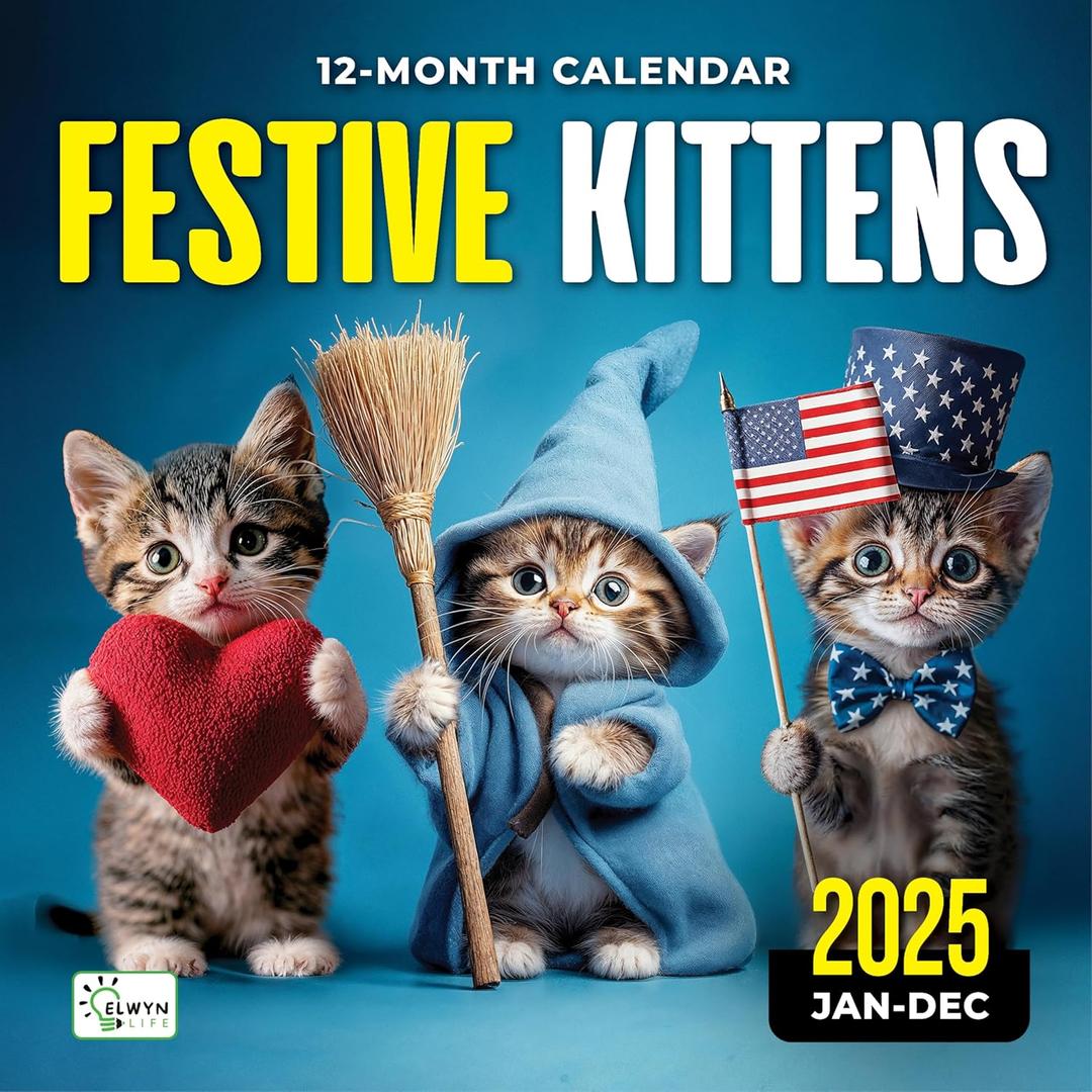2025 Wall Calendar, Funny Cat Calendar 12 Month Planner - Big Large Wall Calendar for Office, Desk Calendar, Kids Calendar, Hanging Family Calendar, Funny Calendar 2025, 12 x 12"  