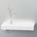 24'' White Floating Shelves, 10'' Deep, 3'' Thick, High Gloss Wall Mounted Shelves with Lights, Ideal for Living Room Display, Bedroom Nightstand, Office Storage, Kitchen Decor, or Under TV (23.82in W x 9.85in D x 3.15in H)