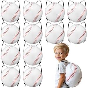 Kacctyen 12 Pcs Baseball Drawstring Bags Baseball Goodie Bags Sports Drawstring Backpack for Sports Party Favors for Girls Boys