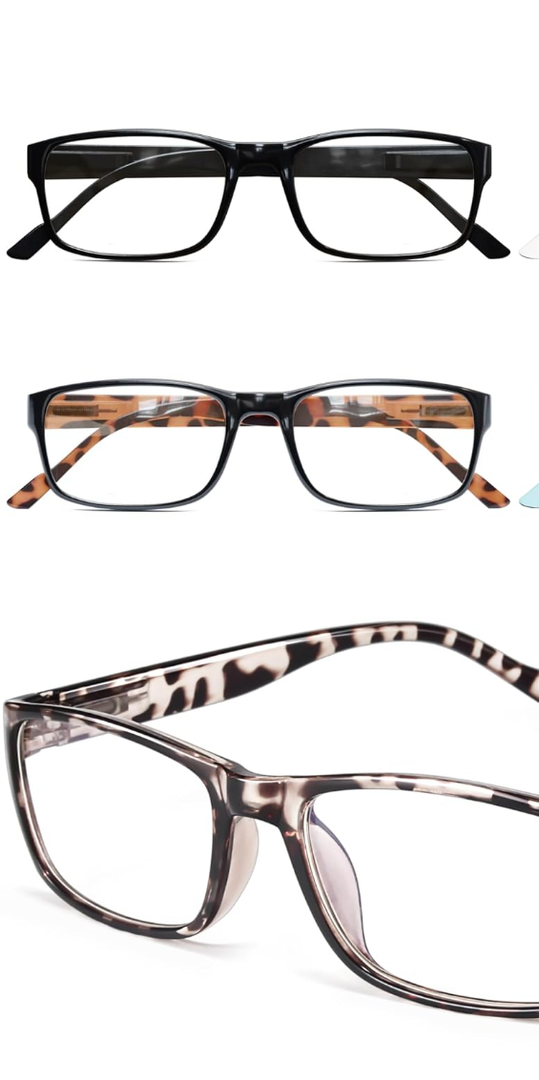 Gaoye Professional Reading Glasses for All Day - Computer Readers with Blue Light Protection - Value Pack,+1.0