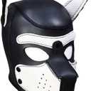 Neoprene Dog Full Face Puppy Mask Removable Pup Hood Halloween Mask (White)
