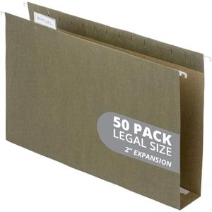 50 Extra Capacity Hanging File Folders, Heavy Duty, 2 Expansion Filing Folders, Designed for Bulky Files, Legal Charts, Manuals, and More, Standard Green, Legal Size, 50 Pack