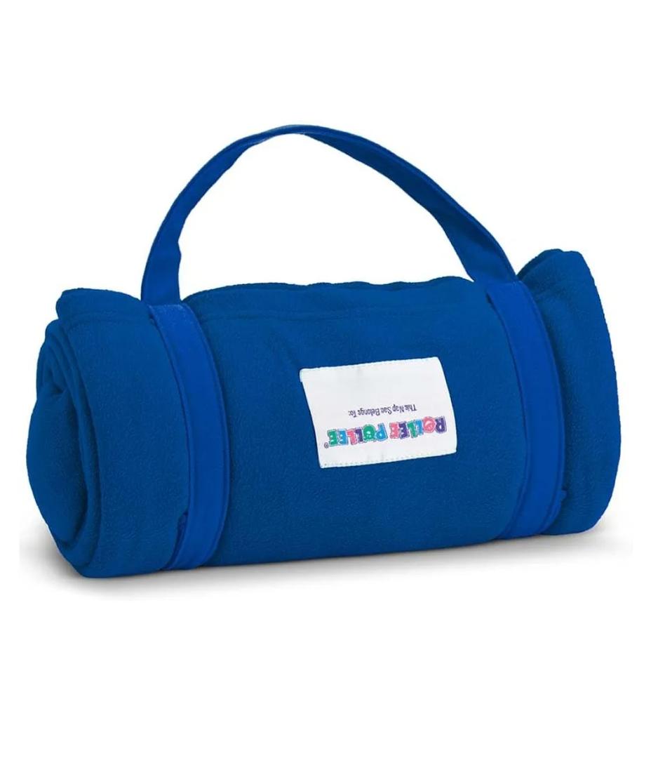 ROLLEE POLLEE Nap Sac Roll Up Napping Blanket with Attached Pillow for Preschool/Daycare, Super Soft with Elastic Straps, Fits Most Mats and Cots