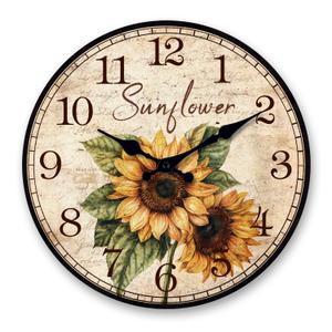 XFM Large Sunflower Wall Clock 24 Inch Silent Country Floral