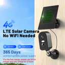 KKB No WiFi Security Camera, 4G LTE Cellular Solar Cameras Outdoor with Built-in SIM, 2K Wireless Battery Powered Camera, No Internet Needed, PIR Motion Sensor, Color Night Vision, 2-Way Audio