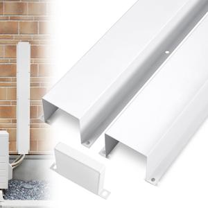 LyPrem 6.5ft Mini Split Line Set Cover 4" PVC for AC & Heat Pump White Metal Alloy Anti-Corrosion Coating; UV-Resistant & Weatherproof; Durable, Shields Lines, Extends AC life.