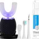 Automatic Toothbrush for Adults Ultrasonic Toothbrush with Soft Bristles Rechargeable Portable 30'' Automatic Timer Wireless Charging Washable Dual-Use for Travel Home (Black)