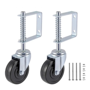 ERKOON 4 Packs Heavy Duty Gate Wheel Spring-Loaded Gate Casters, 4 inch Sliding Gate Wheels for Wooden Gate, Metal Tube Gate, Fence, 250-500lbs Load Capacity (4inch 4PCS)