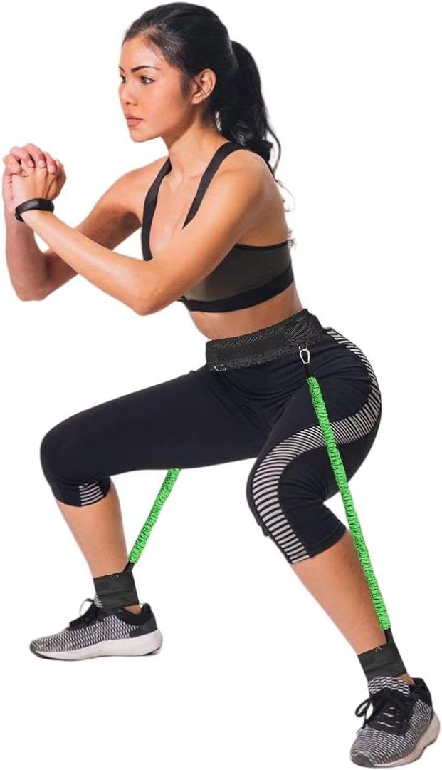 Vertical Jump Trainer, Resistance Bands Set for Leg and Thigh, Strength Agility Power Exercise Basketball Volleyball Football Tennis Training Equipment (60LB)