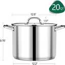 P&P CHEF 20 QT Stock Pot with Lid, Stainless Steel Large Cooking Pot, Soup Canning Stockpot for Stewing Simmering, Tri-ply Bottom for All Stoves, Heavy-Duty &Dishwasher Safe & Food-Grade, 20 Quarts