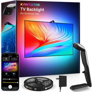 KANTUTOE TV LED Backlight Sync to Screen, 13.7ft LED Lights for 45-65 Inch TVs & PC Monitors, Smart App Control TV Lights That Change with TV, Backlight with Camera, Music Sync Strip Lighting