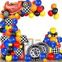 Race Car Balloons Arch Kit 135-Piece Cars Birthday Decorations, Including 43-Inch Race Car Balloons and 26-Inch Large Tire Racing Themed Birthday Party Decorations