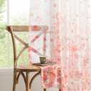 MIULEE Pink Printed Semi Sheer Linen Textured Curtains 84" Long 2 Panels Set for Bedroom Living Room, Floral Printed Rod Pocket Tulle Light Filtering Spring Flower Pattern Window Drapes 52" x 84"