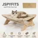 JSPYFITS Elevated Cat Bed Hammock, Raised Orthopedic Dog Bed with Dual-Sided Plush & Linen Cushion, Modern Cat Furniture for Medium to Large Cats, Easy Assembly(Beige)