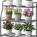 Simple Trending Plant Stand Outdoor Indoor 3 Tier Metal Waterproof Plant Shelf for Living Room Balcony Garden