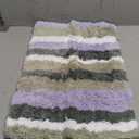 Buganda Microfiber Striped Bathroom Rugs Bath Mat, Extra Thick, Soft and Shaggy, Absorbent, Machine Washable, Bath Rugs for Bathroom, Tub and Shower, 24x16 Inches, Purple-Grey