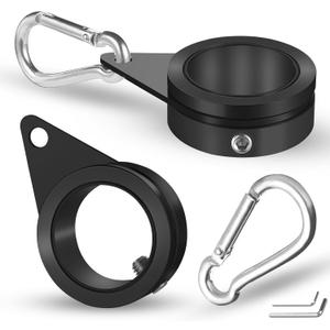 Anovo Flag Pole Rings, Flagpole Rings Aluminum Alloy 360 Rotating Anti Wrap Flag Mounting Spinning Ring Clips for 0.75-1.02 Inch Diameter Flagpole (1 Inch -Pack of 2, Black)