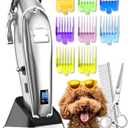 Oneisall Dog Clippers for Grooming Thick Hair, Low Noise Cordless Dog Shavers, 2-Speed Pet Hair Trimmer Grooming Kit for Home Groomer