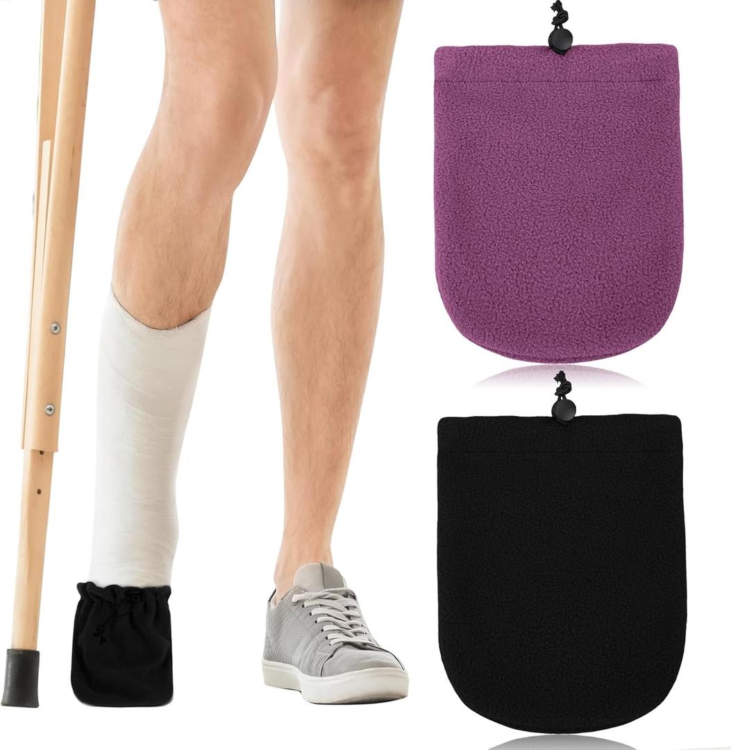 Cuffbow 2 Pack Cast Toe Socks for Women Men Cast Toe Cover Warm Nonslip Protector for Leg, Foot and Ankle