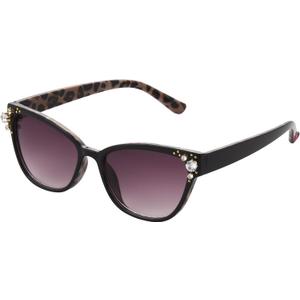 Betsey Johnson Women's Crystal Queen Sunglasses Cat Eye (Black/Leopard)