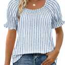 WIHOLL Womens Short Sleeve Square Neck Summer Tops Dressy Casual Blouses Trendy Clothes 2026, XL