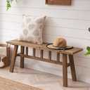 Wnutrees 43" Solid Wood Bench, Farmhouse Rustic Entryway Bench Seat for Dining Room, Hallway, End of Bed, Handcrafted Finish, Natural
