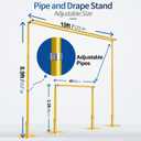 8.9x10ft Pipe and Drape Backdrop Stand, Double Crossbar, Heavy Duty Adjustable Background Frame with Metal Base for Parties Photography Wedding Photoshoot Decoration - Gold