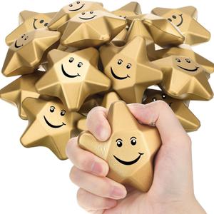 Deekin 18 Pieces 3.1 Inch Star Stress Balls Star Foam Relief Stress Ball for School Reward Student Party Bag Fillers(Smile Face)