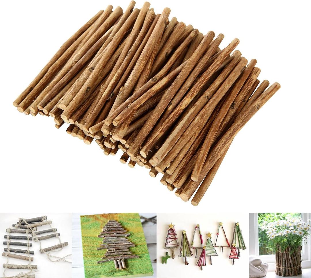 Acrux7 300 PCS Wood Craft Sticks, 4 Inch Natural Twigs for Crafts, Wood Log Sticks Crafting Twigs for DIY Crafts Projects, Home Classroom Decor (0.1-0.2 & 0.2-0.3 Inch in Diameter)