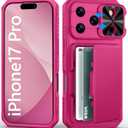 for iPhone 17 Pro Wallet Case with Card Holder (4-5 Cards), Slide Camera Cover, Military Drop Protection, Rugged Women Girly Men Protective Phone Case for iPhone 17 Pro 6.3", Hot Pink