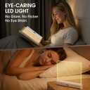 Flat LED Book Light Rechargeable Portable Reading Lamp with 3 Color Temperatures Stepless Dimming Eye Protection Night Reading Light for Bed and Travel (White)