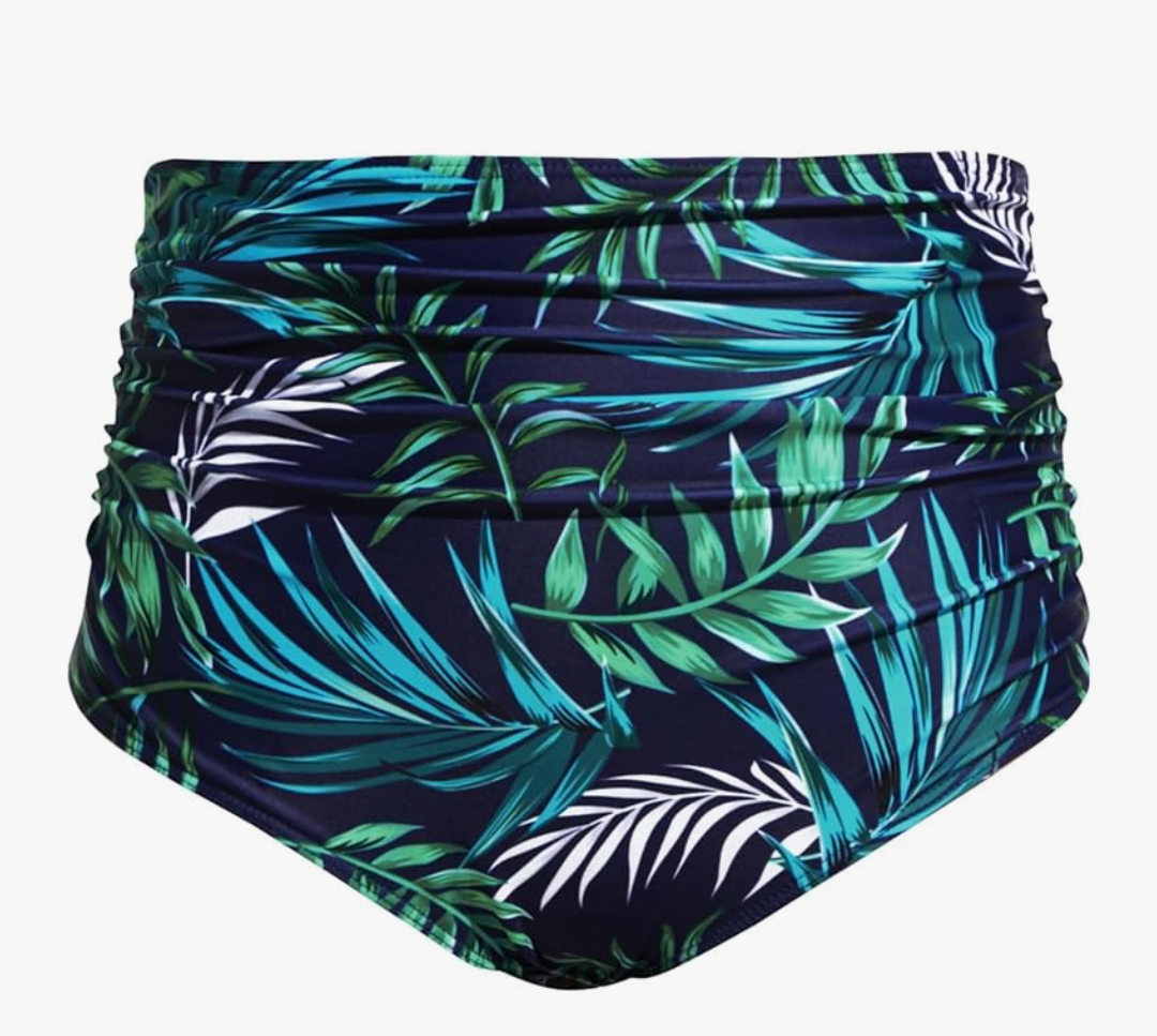 Tempt Me Women High Waisted Bikini Bottom Retro Ruched Swim Bottom Shirred Tankinis Brief S