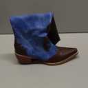 Cozivwaiy Cowgirl Boots for Women Denim Cowboy Boots Pull on Knee High Jean Boots Western Brown Boot Mid Calf Jean Blue Boot Pointed Toe Chunky Heel Size 8