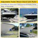 Boat Trailer Winch Post with Roller, Fits 3"" W x 4"" H Trailer Drawbar, Boat Trailer Winch Stand, Adjustment Height Boat Winch Mount, silver