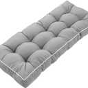 41 inch Outdoor Bench Cushion with Ties,Weather Resistant Thick Tufted Loveseat Seat Cushion for Patio Porch Chair Gray (Grey)
