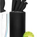 Knife Set, 6-Piece Kitchen Knife Set, German High Carbon Stainless Steel, Durable & Easy Clean Knife Block, Black