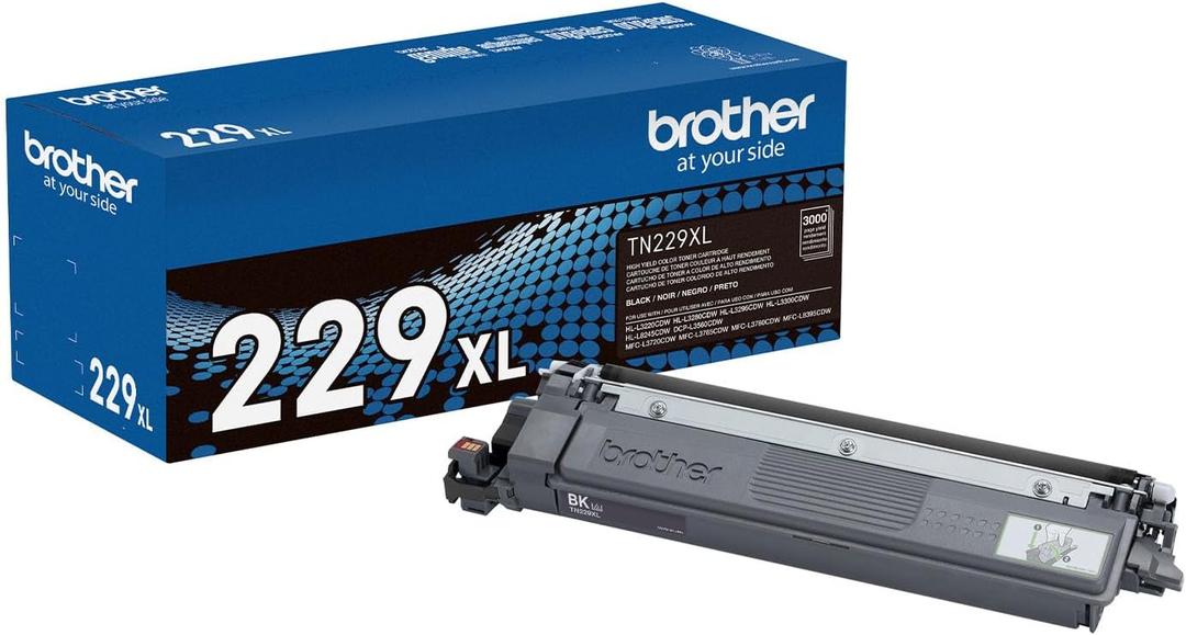 Brother Genuine TN229XLBK Black High Yield Printer Toner Cartridge - Print up to 3,000 Pages(1)