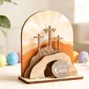 AOMOONOA Wooden Easter Empty Tomb Set, Empty Tomb Easter Scene for Christian Decoration, He is Risen Resurrection Scene for Religious Display, Home Office Tabletop Tray, Church, Shelf Decor