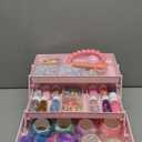 Cute Girls Hair Accessories Storage Box, Plastic Hair Ties Holder Hair Clips Container Headbands Organizer Gift for Baby Girls Multipurpose Organizer (Pink)