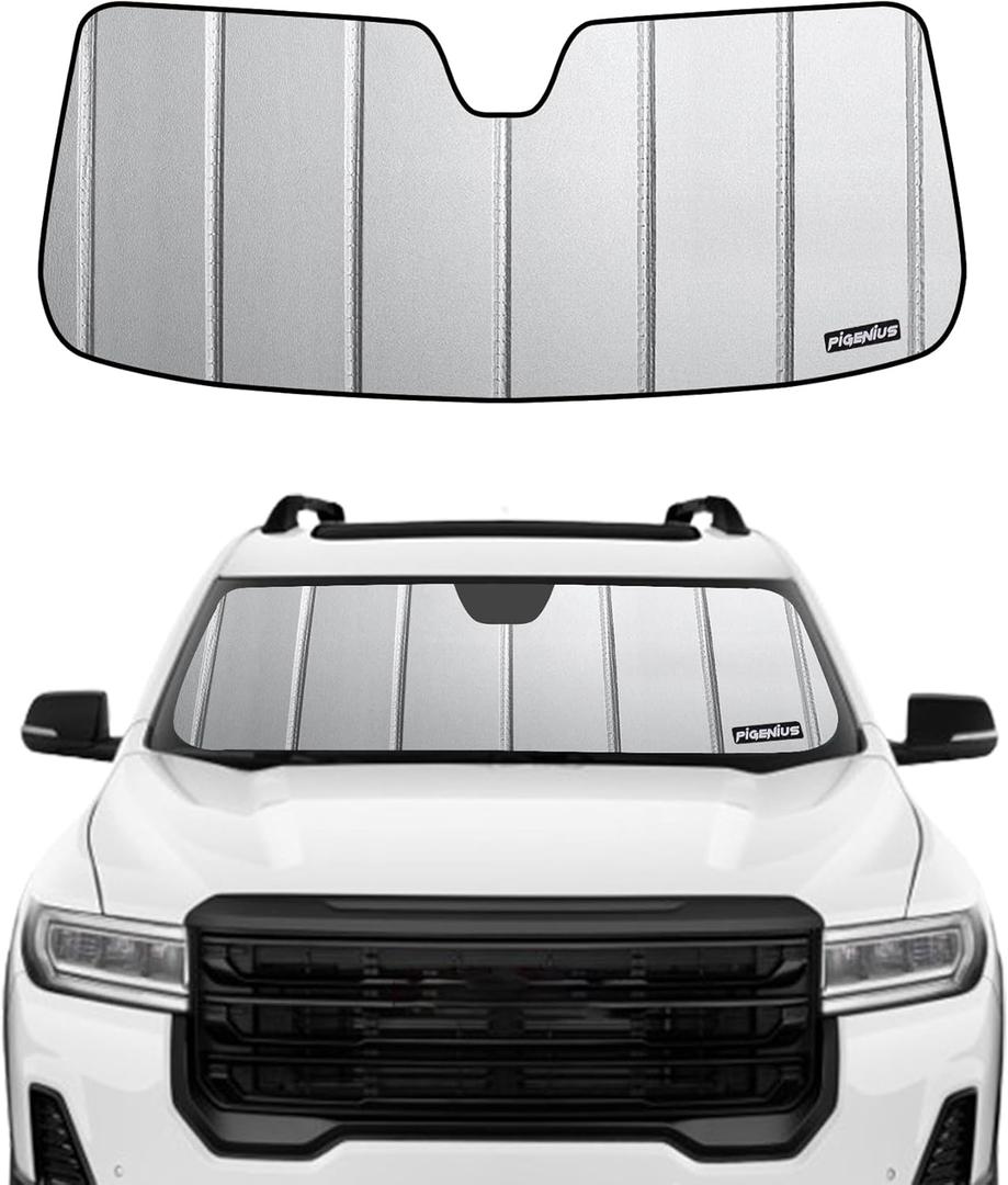 Windshield Sun Shade for GMC Acadia 2017-2023, Front Window Sunshade, 6 Layers Sun Shield, Block UV Rays Dashboard Shield, Insulation Sun Shade Accordion Fold (gray-safeguard)